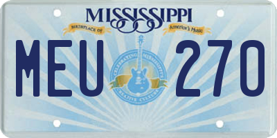 MS license plate MEU270