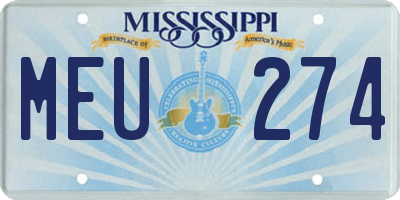 MS license plate MEU274