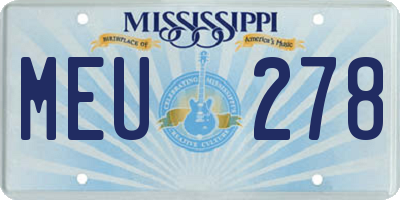 MS license plate MEU278