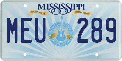 MS license plate MEU289