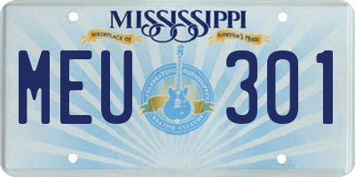 MS license plate MEU301