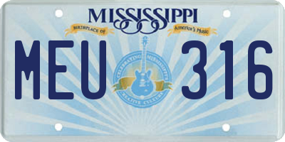 MS license plate MEU316