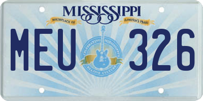 MS license plate MEU326