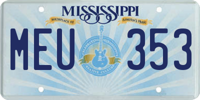 MS license plate MEU353