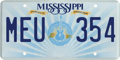 MS license plate MEU354