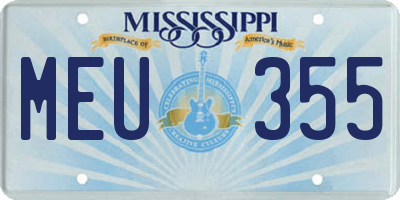 MS license plate MEU355