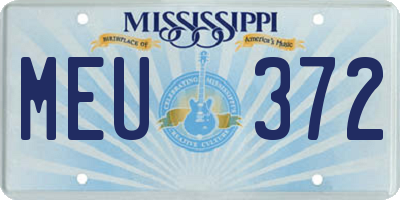 MS license plate MEU372