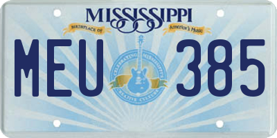 MS license plate MEU385
