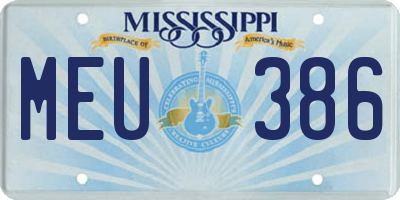 MS license plate MEU386