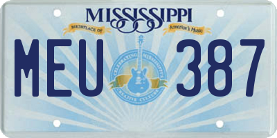 MS license plate MEU387