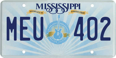 MS license plate MEU402