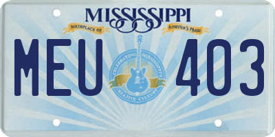 MS license plate MEU403