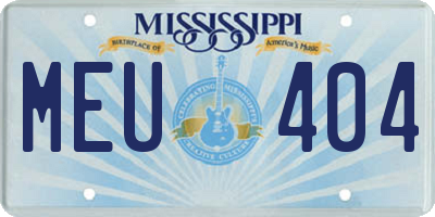 MS license plate MEU404