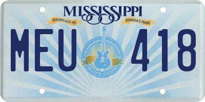 MS license plate MEU418