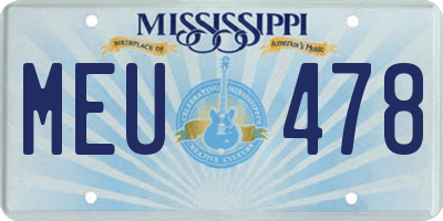 MS license plate MEU478