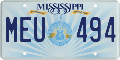MS license plate MEU494