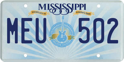 MS license plate MEU502