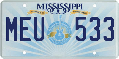 MS license plate MEU533