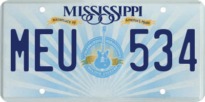 MS license plate MEU534
