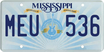MS license plate MEU536