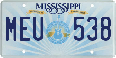 MS license plate MEU538