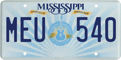 MS license plate MEU540