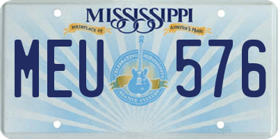 MS license plate MEU576