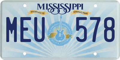 MS license plate MEU578