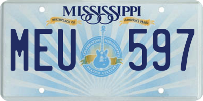 MS license plate MEU597
