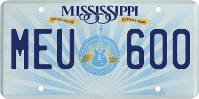 MS license plate MEU600
