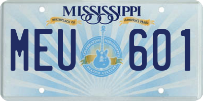 MS license plate MEU601