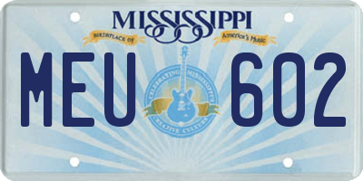 MS license plate MEU602