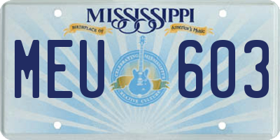 MS license plate MEU603