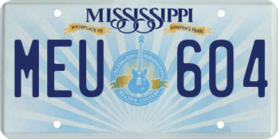 MS license plate MEU604