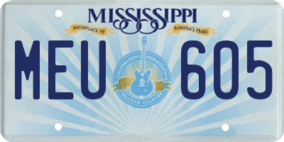 MS license plate MEU605