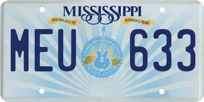 MS license plate MEU633