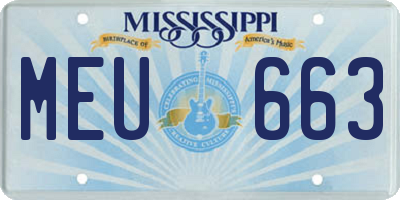 MS license plate MEU663