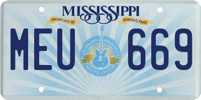MS license plate MEU669