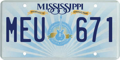 MS license plate MEU671