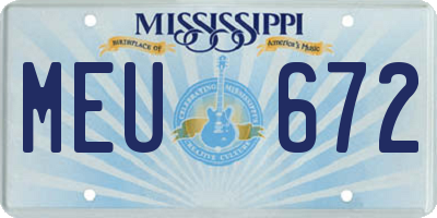 MS license plate MEU672