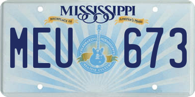 MS license plate MEU673