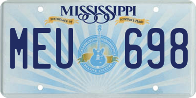 MS license plate MEU698