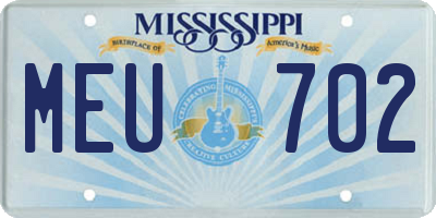 MS license plate MEU702