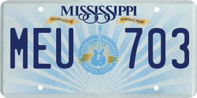 MS license plate MEU703