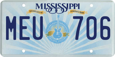 MS license plate MEU706