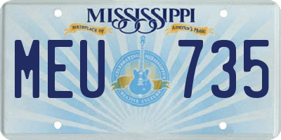MS license plate MEU735