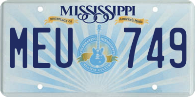 MS license plate MEU749