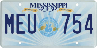 MS license plate MEU754