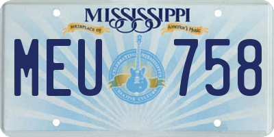 MS license plate MEU758