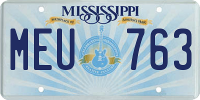 MS license plate MEU763